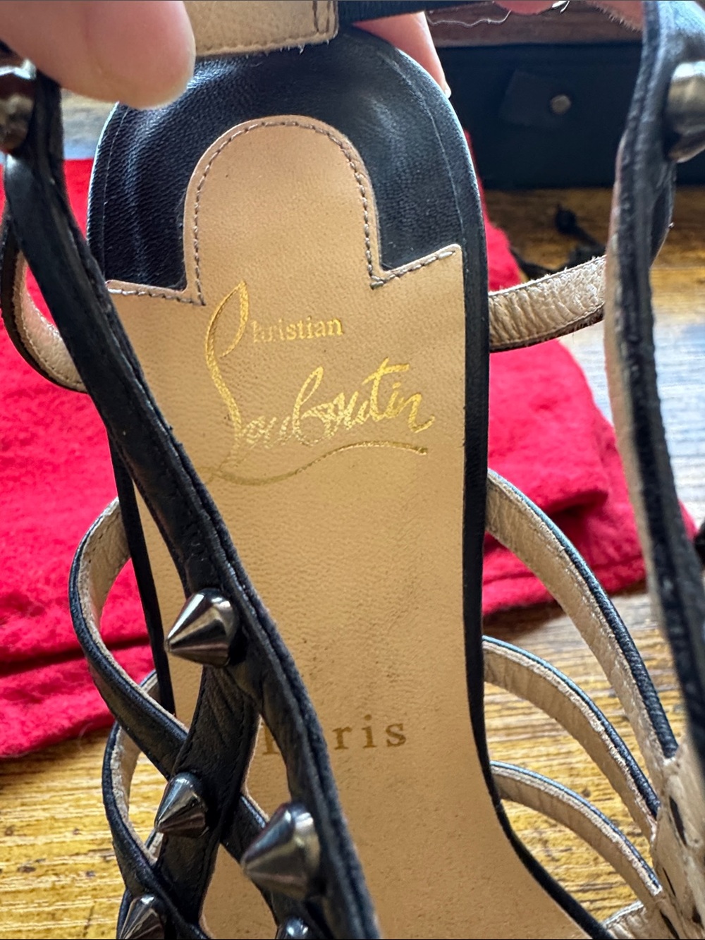 Christian Louboutin Black Studded Cage Stiletto Sandals - Picture 3 of 13
